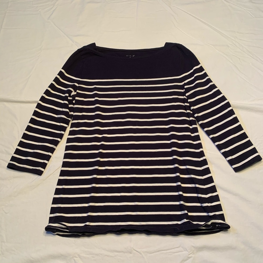 EUC Black Shirt with White Stripes